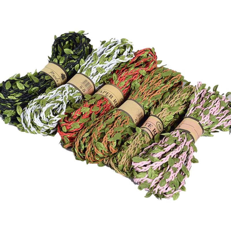 Fábrica de pelo recto 6 colores opcional flor ramo embalaje hoja verde cáñamo cuerda atado flor cinturón nuevo embalaje