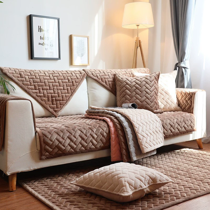 Внешняя торговля Nordic ins Современная плюшевая подушка для дивана Осенне-зимняя Нескользящая подушка Ткань Хрустальный Бархатный Чехол для дивана Полотенце