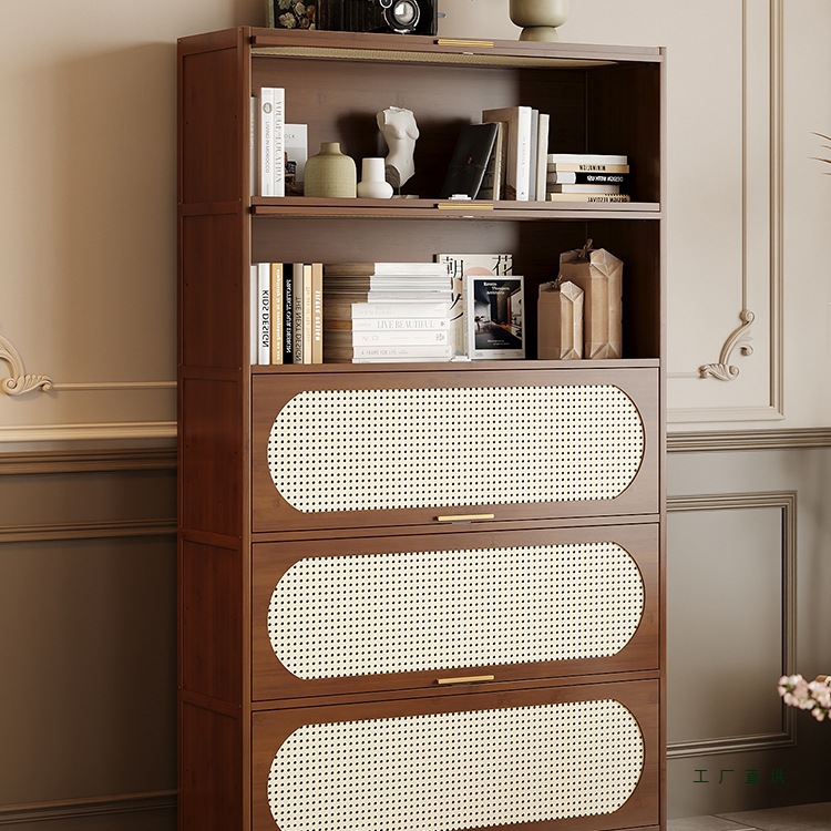 Multi-Layer Corner Bookshelf Floor-Standing Storage Cabinet Living Room Bookcase Storage Cabinet Second-Hand Bay Window Storage Display Cabinet Sideboard