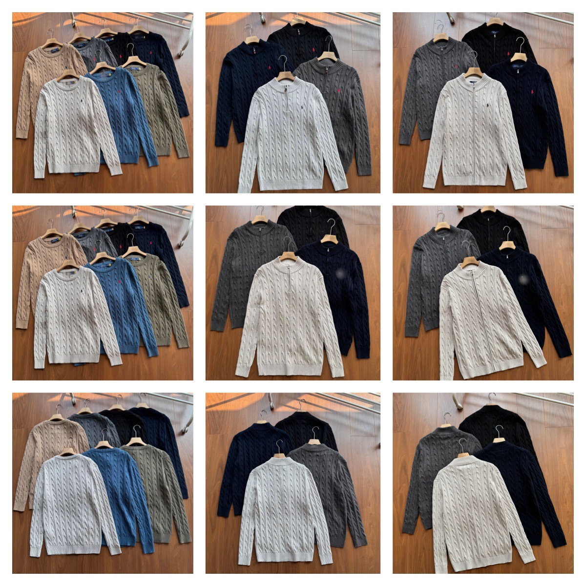 Cross-Border Rl Raffy Pony Paul Embroidered Round Neck Sweater Men's Autumn and Winter Warm Twist Couple Pullover Sweater