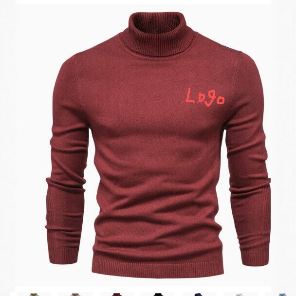 Men's Turtleneck Sweater, Solid Color Knitwear, Slim Fit Base Layer, Winter Warm Men's Clothing, Cross-Border Foreign Trade Style