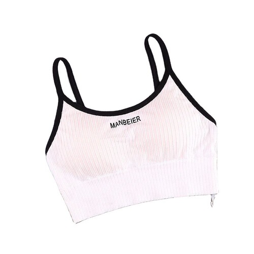 Outdoor Threaded Letter Striped Bralette with Padded Cup Bralette