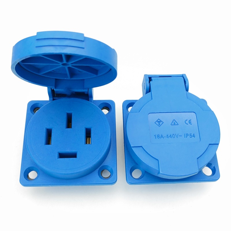 国标三相四孔 四线四极工业插座380V 室外防水带盖 工程工业插座