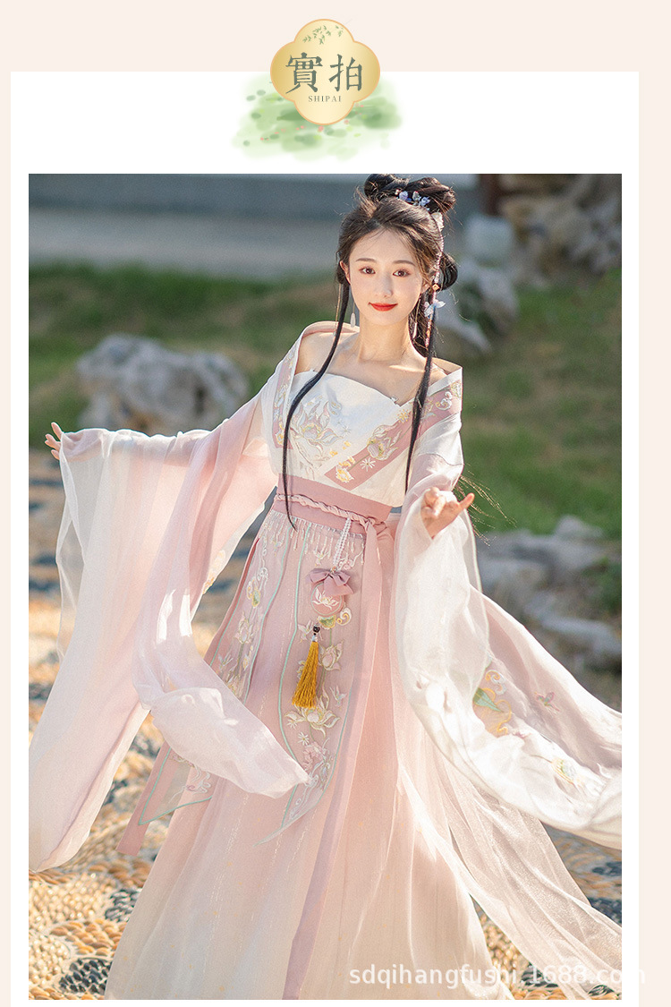 【十里荷香】原创汉服女刺绣魏晋南北朝大袖儒齐腰襦裙夏季绣花-阿里巴巴
