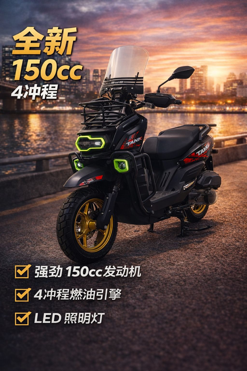 Tank Two-Wheeled Pedal Off-Road Motorcycle 150Cc, Two-Wheeled Fuel-Powered Vehicle for Cross-Border Export, Large Pedal