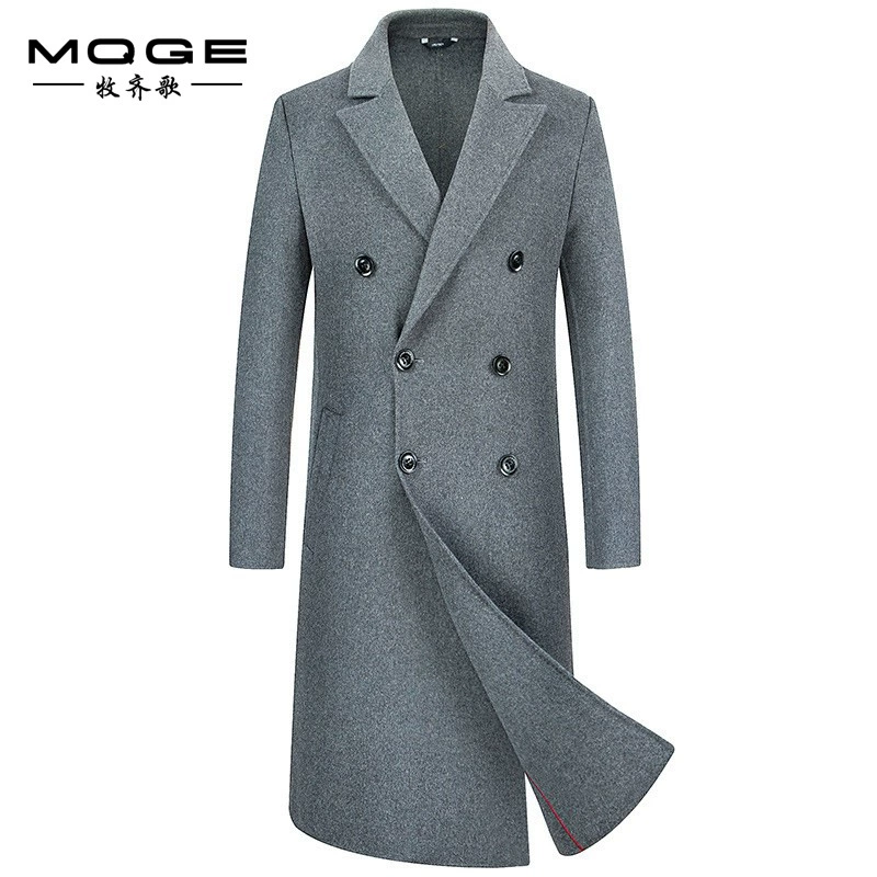 Осенне-зимнее Новое мужское шерстяное пальто-ветровка, двубортное длинное до колен, двустороннее шерстяное пальто ручной работы, ветровка для мужчин