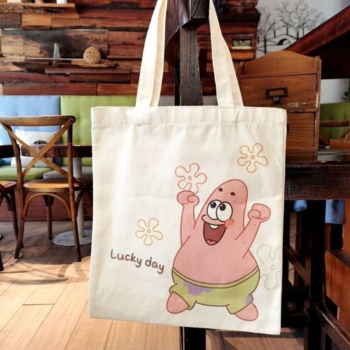 New canvas bag, cartoon canvas tote bag, Ins student zipper single shoulder bag, handbag shopping bag book bag