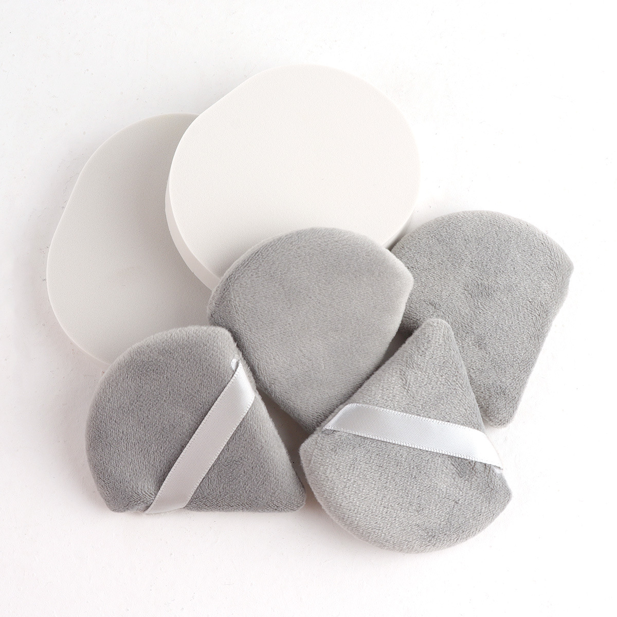 Conjunto de 43 piezas de soplo de flocado rosa maquillaje súper suave maquillaje conjunto triángulo soplo de terciopelo corto de cristal cojín de aire de esponja