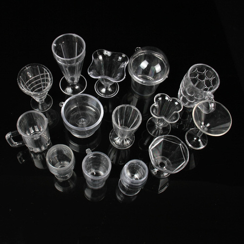 Mini Transparent Simulation Food Toy Cup Model Keychain Cake DIY Slime Foaming Glue Crystal Mud Cup
