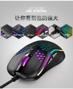 Hollow hole USB luminous RGB computer office mouse lightweight lol mechanical wired Cellular Game e-commerce competition