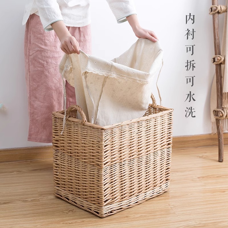 Cesta de almacenamiento de ropa sucia cesta de almacenamiento de mimbre sala de estar balcón gran cesta de ropa olla caliente restaurante cesta de almacenamiento de ropa