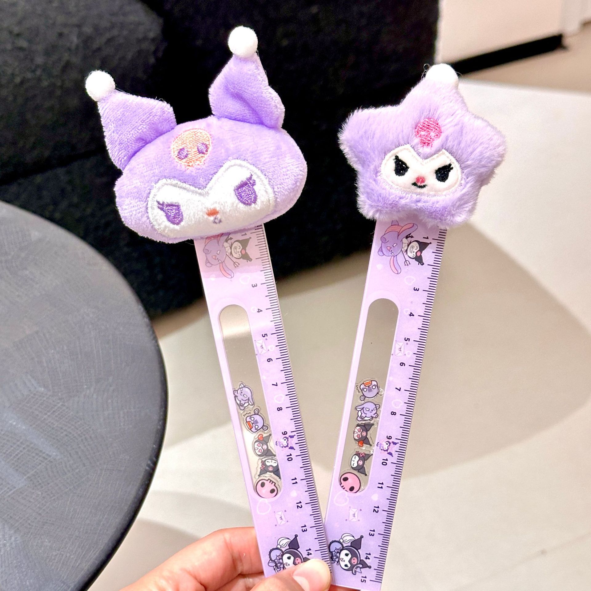 Regla de peluche Capiballa de alto valor de dibujos animados regla de música 15CM regla recta para estudiantes de medición y aprendizaje