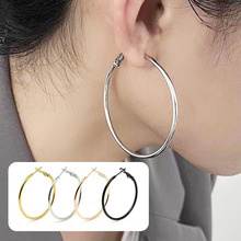 简约不锈钢时尚耳环大圆圈虾弓扣套装耳圈耳扣环状女饰品批发
