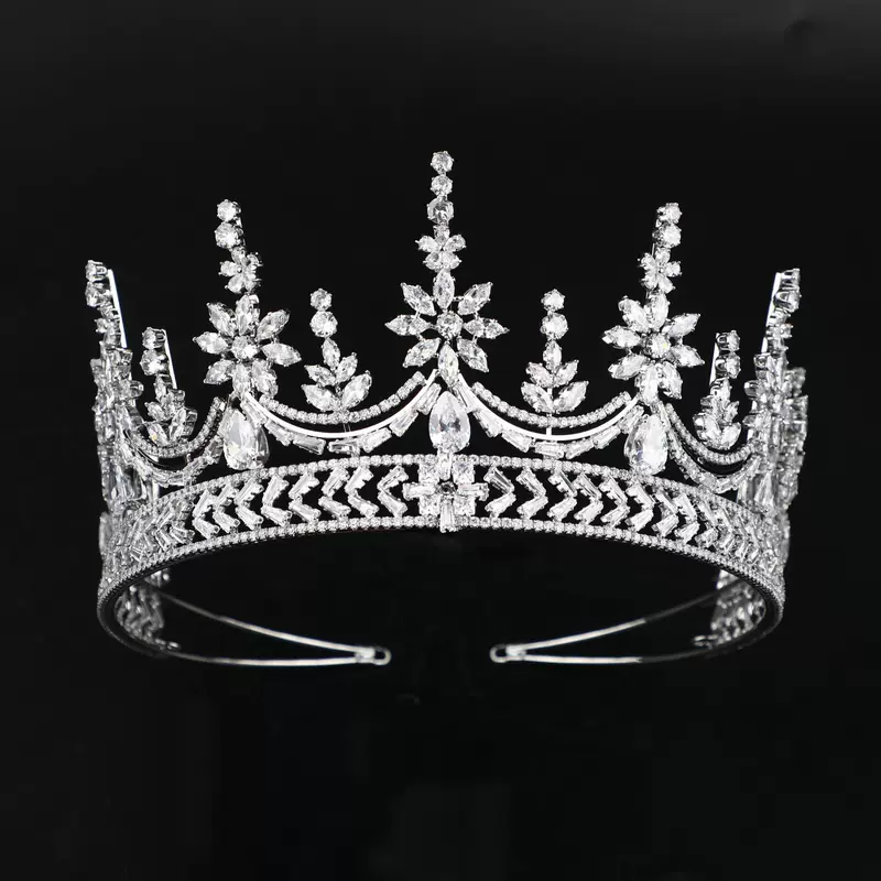 Медная корона, золотой циркон, украшение для волос невесты, европейский стиль, 24 карата