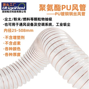Shenzhen Par pu Copper Plated Steel Wire Pipe pu Air Conditioning Ventilation Pipe Corrugated Ventilation Hose Very Flexible and Easy to Compress