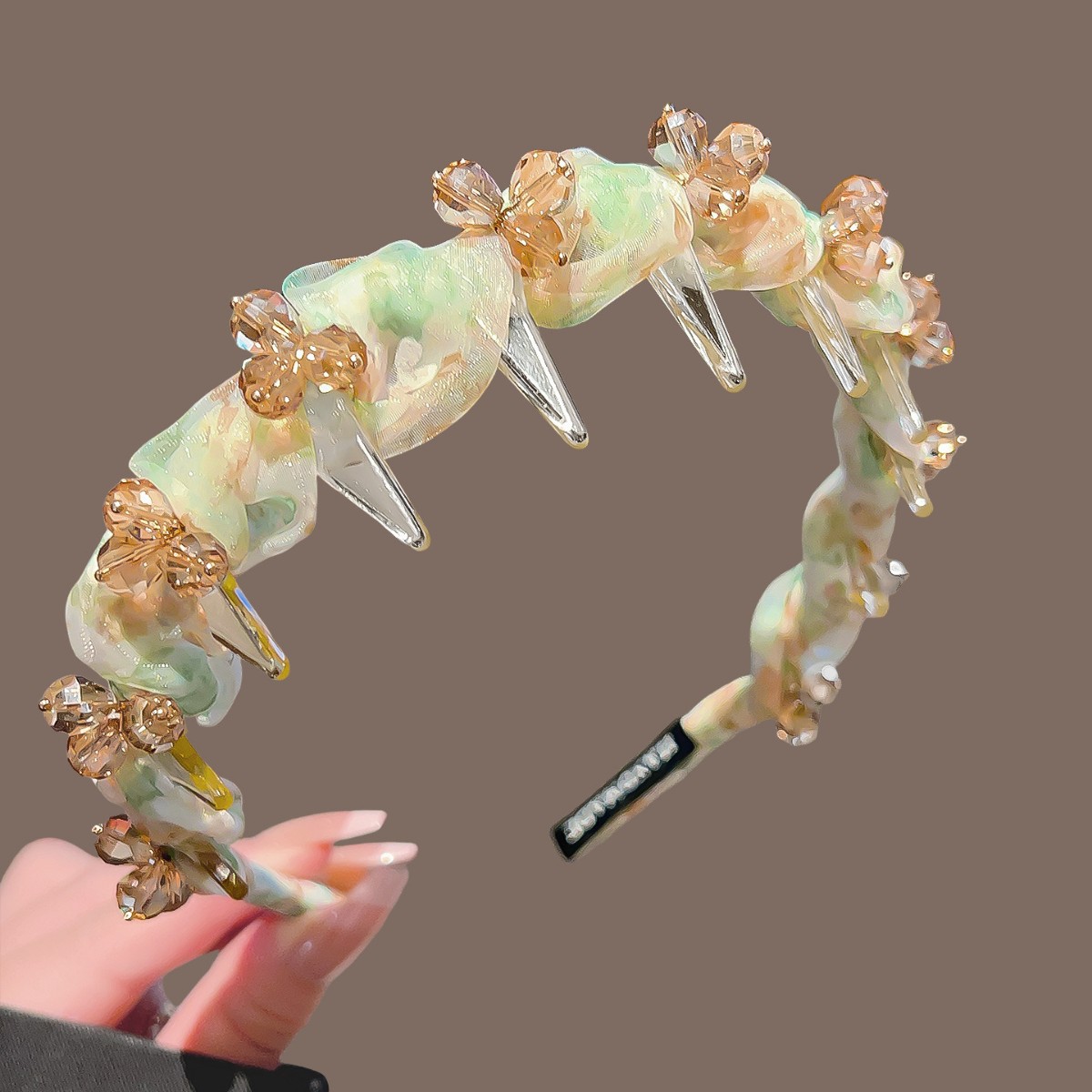 #329 yellow floral crystal flower headband
