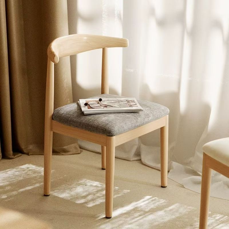 Nordic Dining Chair Modern Minimalist Restaurant Chair Home Leisure Desk Stool Backrest Imitation Solid Wood Iron Horn Chair