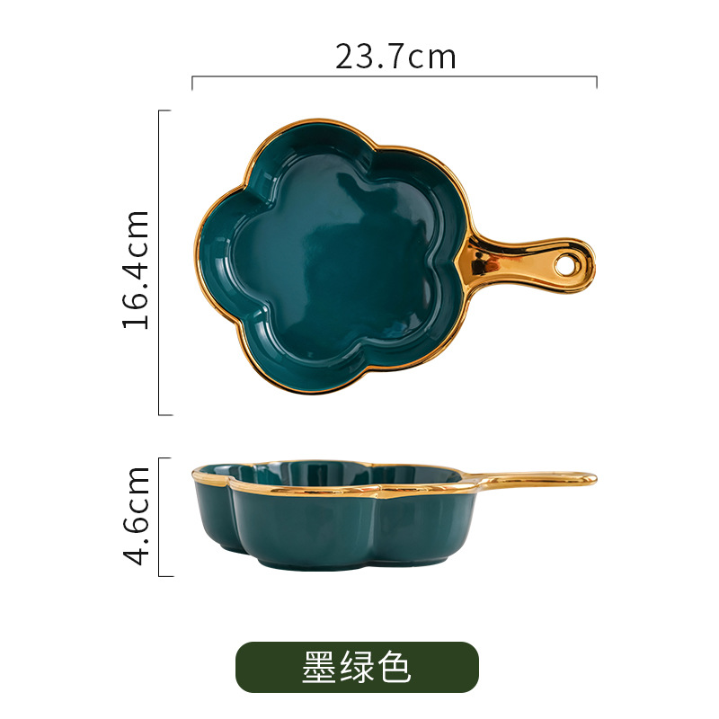 Nórdico de cerámica encaje tazón creativo red oro rojo borde fideos tazón con mango ins estilo hogar ensalada fruta postre tazón