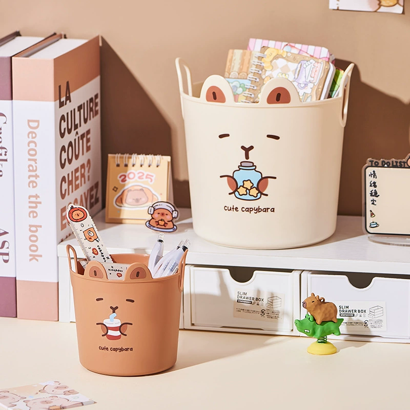Ведро для хранения Kapibear, студенческий стол для детей и девочек, стеллаж для хранения канцелярских принадлежностей, офисный держатель для ручек в форме сердца для девочек