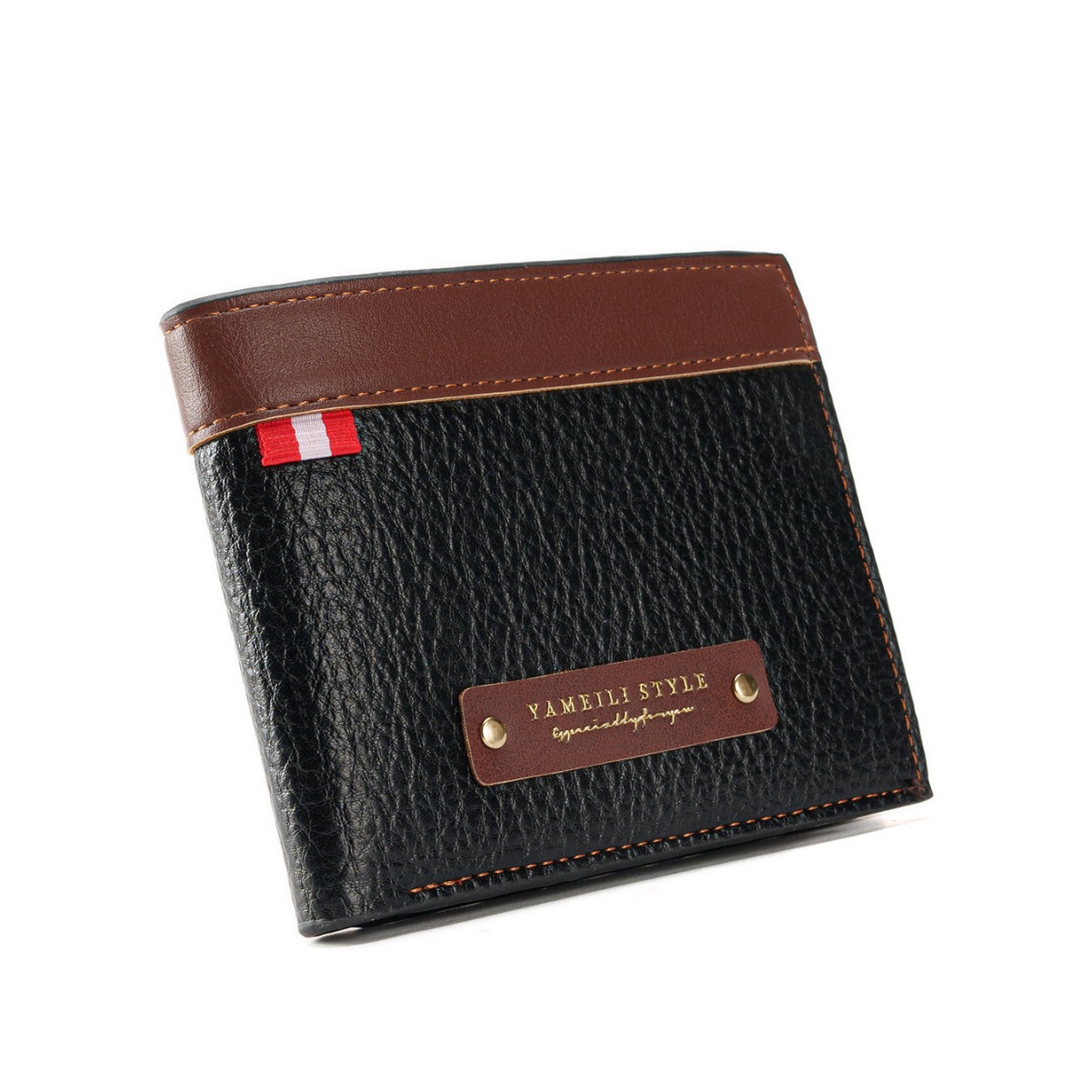 Nueva billetera para hombre, billetera corta para hombre, billetera suave con patrón de lichi casual de moda, billetera pequeña de gran capacidad con múltiples asientos para tarjetas