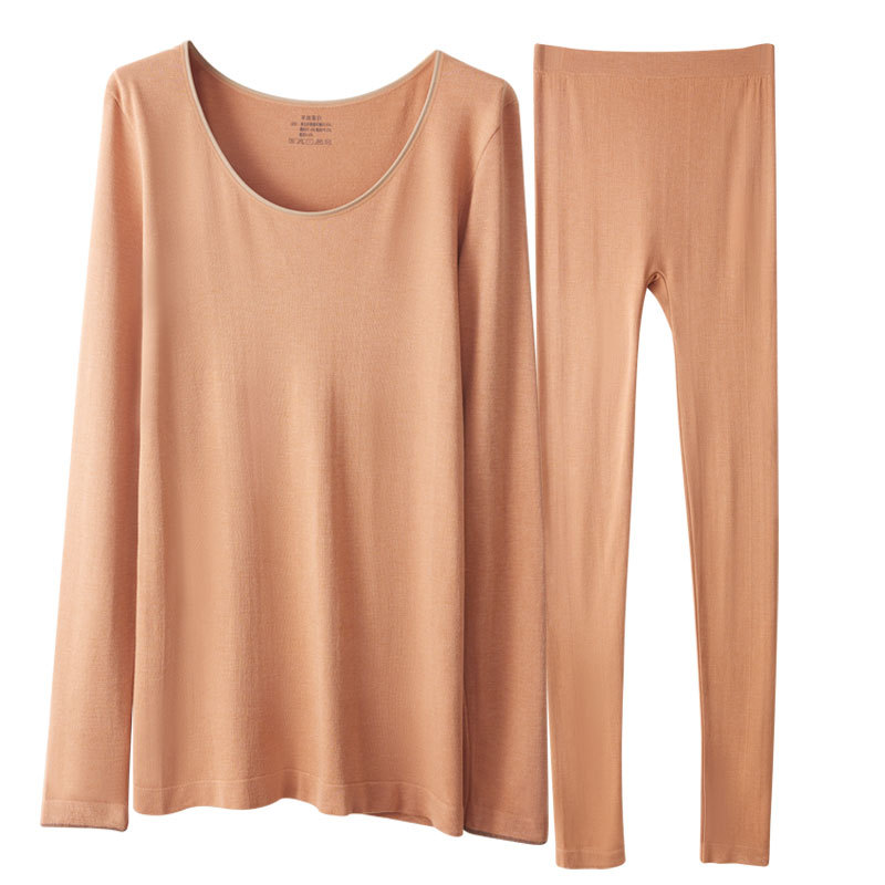 Ropa de otoño pantalones largos traje de ropa interior térmica de las mujeres calefacción del cuerpo de las mujeres sin costura bottoming Top wear fibra acrílica cálido invierno