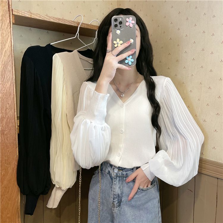 디자인 센스 여성의 이른 가을 새로운 하이 센스 여성용 스웨터 틈새 베이스 니트 탑 가디건 재킷