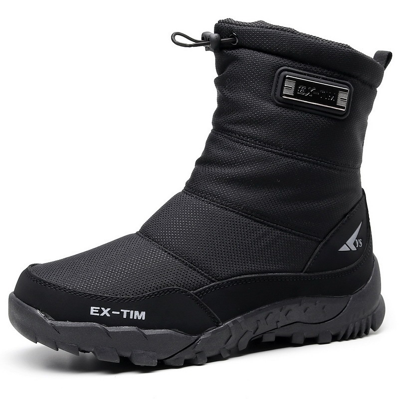 2026 Winter Couple's Snow Boots for Men, High-Top, Thickened, Warm, Fleece-Lined Cotton Shoes, Waterproof, Non-Slip, Mid-Length Boots