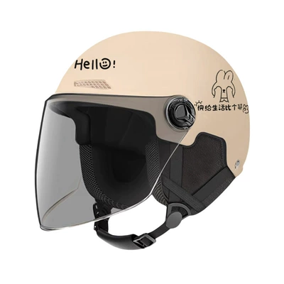 Women, Motorcycle Helmet for All Seasons, Motosiklet kaskı (dəbilqə) - 3c-four-seasons-removable-ear-protection-apricot-tea-mirror-sunscreen-and-anti-fog-one-size-fits-all