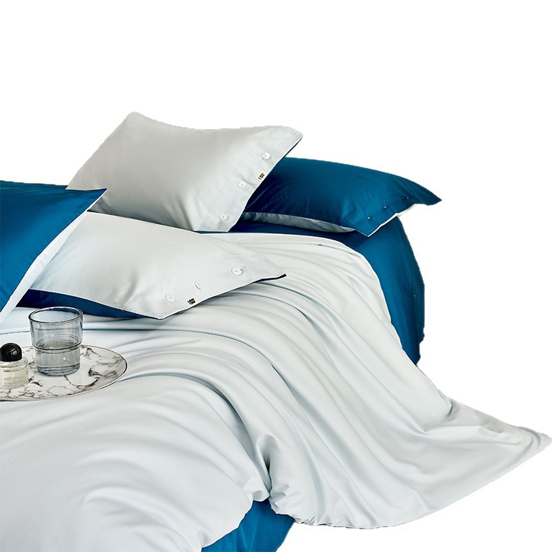 Pure Cotton Bedding Set Four Piece Solid Colour Bed Linen_voghion.com