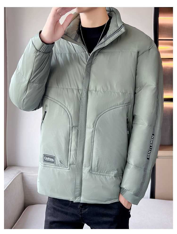 Men's Clothing white duck cotton winter men's cotton jacket men's short thick warm fashion stand collar jacket men_voghion.com