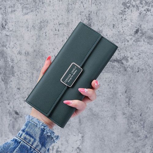 New long wallet for female students, fashionable and simple three-fold coin purse, large capacity, multi-functional card holder and wallet all in one