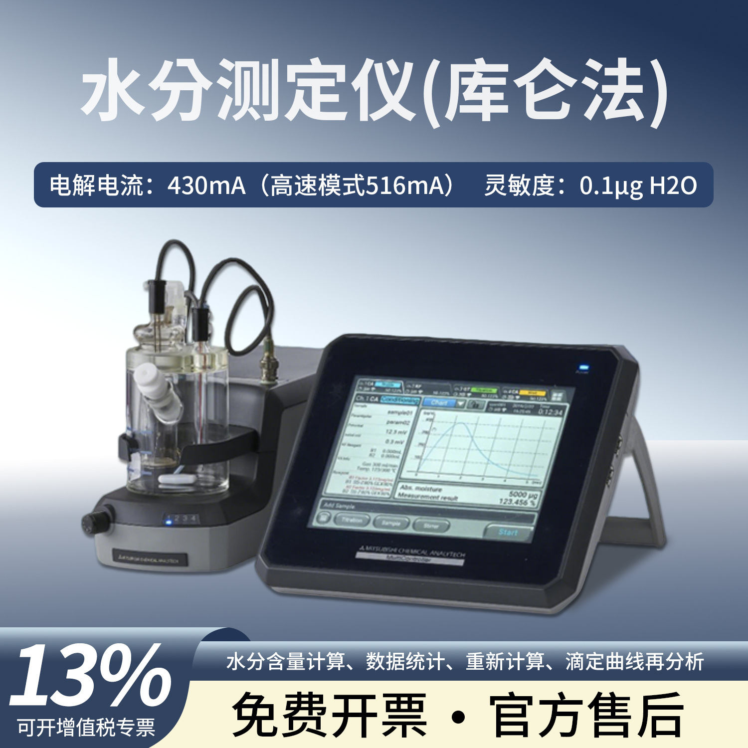 日本精工卡尔费休水分测定仪库伦法微水量测定极片测试仪高精度