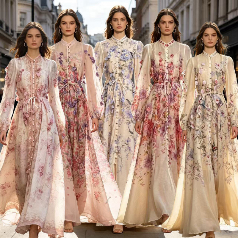 New Holiday-Style Dress with String Flowers and Tassels, Flowing Design, Women's Large Flared Ultra-Long Dress, 28 New Colors Added New Holiday-Style Dress with String Flowers and Tassels, Flowing Design, Women's Large Flared Ultra-Long Dress, 28 New Colors Added