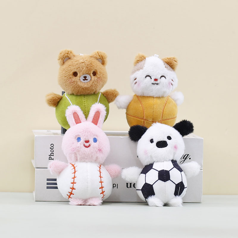 かわいいクリエイティブサッカー子犬ぬいぐるみペンダントウサギクマおもちゃ人形バッグペンダント人形キーホルダーベビー|undefined