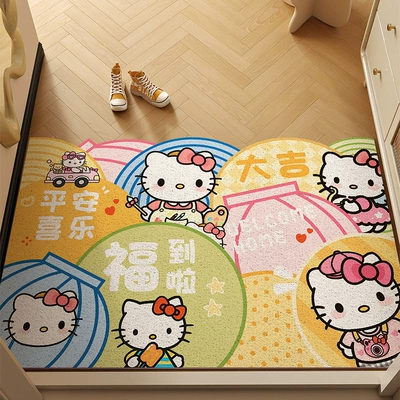 Avtomobil döşəmə paspasları – Silk Loop Floor Mat for - cartoon-family-kitty-40x60cm-silk-circle