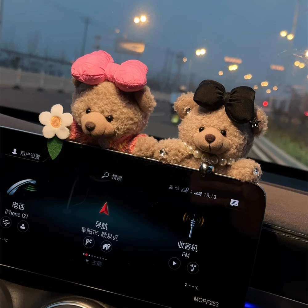 Автомобильные украшения, креативные милые мультяшные плюшевые столы с центральным управлением, украшения автомобиля, аксессуары для интерьера автомобиля, автомобильные принадлежности, экран