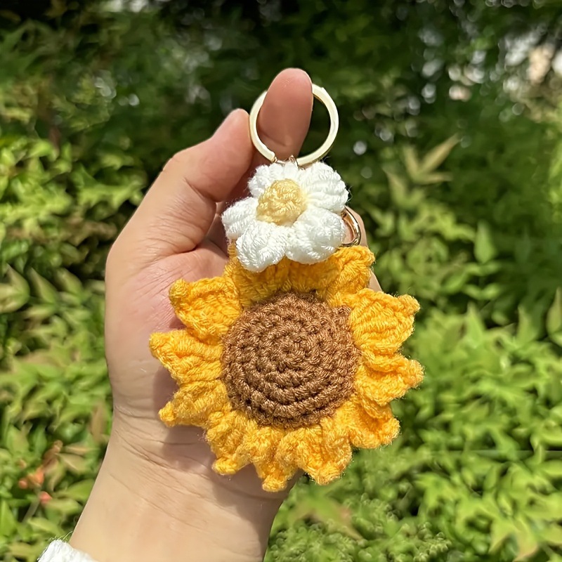 1 Piece Quantity Daily Occasion 1 Piece Cute Sunflower Cloth Metal Women's Lobster Trigger Clasp Closure Bag Pendant Keychain