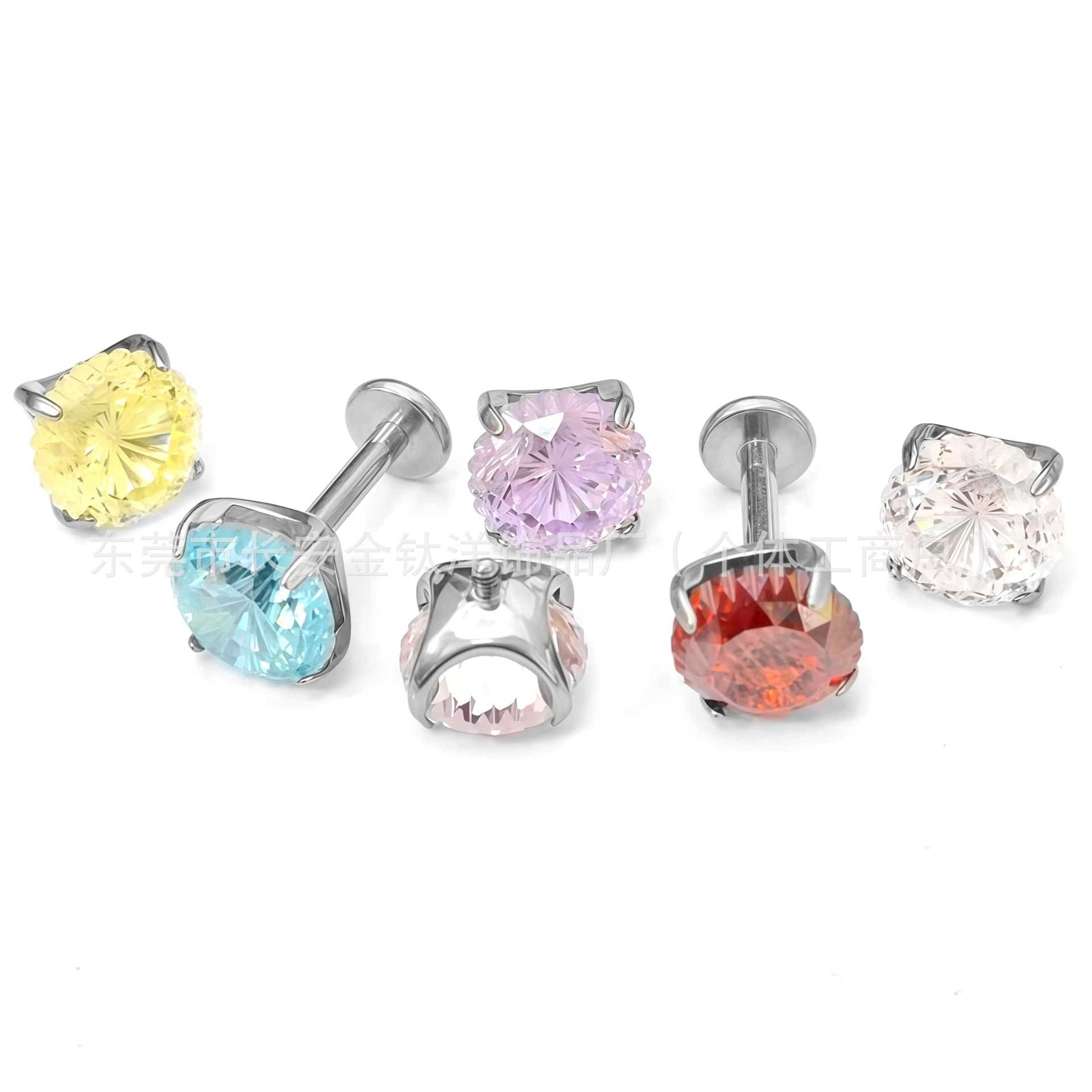 G23 Titanium Violet Crown-Cut Lip Tongue Nose Ear Cartilage Piercing Jewelry F136 Titanium Round Base detail image 4