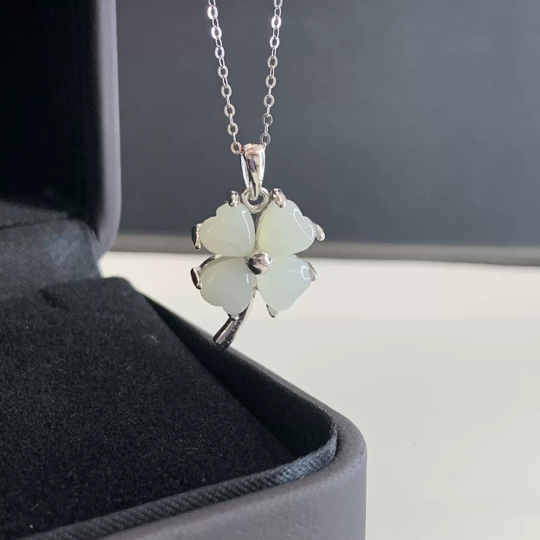 玉海纯天然和田玉银镶龙年云南花吊坠新款爆品项链收藏