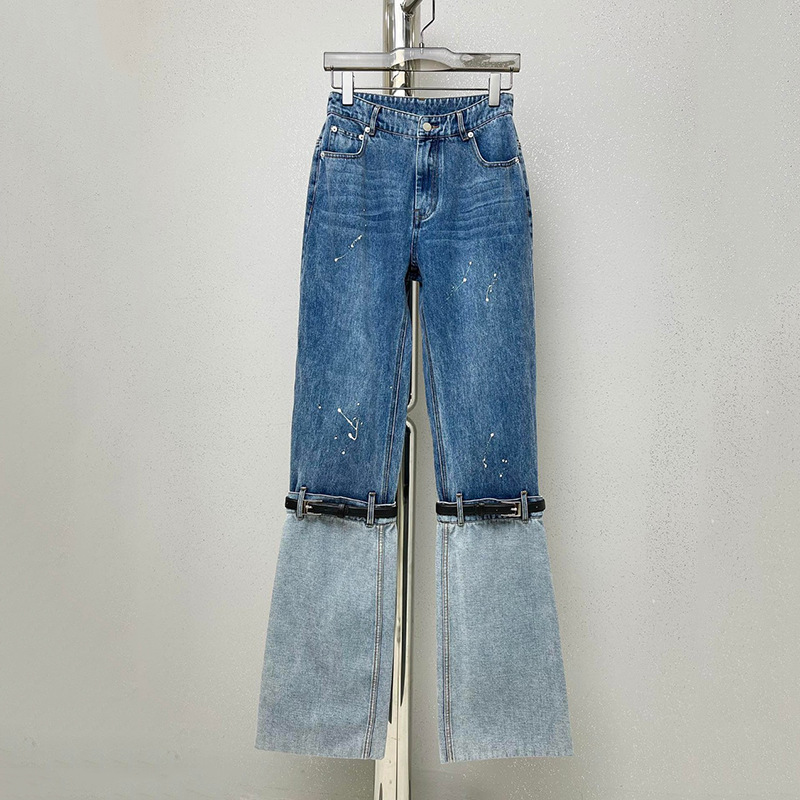 Title 1, Womens Contrasting Color Patchwork Washed Jean...