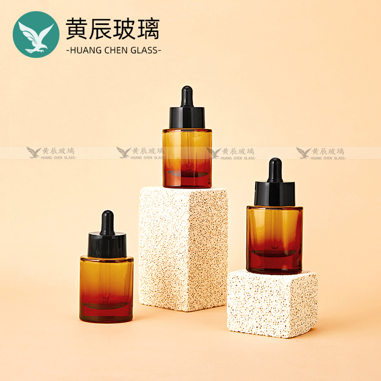 30ml椭圆柱瓶茶色琥珀色精油瓶精华液原液瓶滴管化妆品厚底玻璃瓶