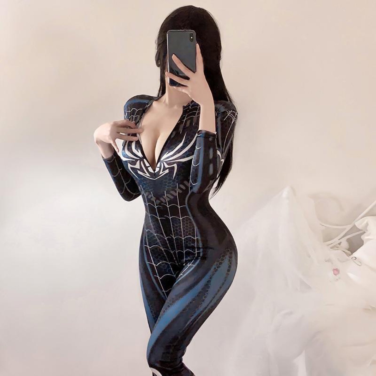 Spider-Man Open-Crotch Jumpsuit Costume Polyester Role-Play Lingerie for Women — detail image 5