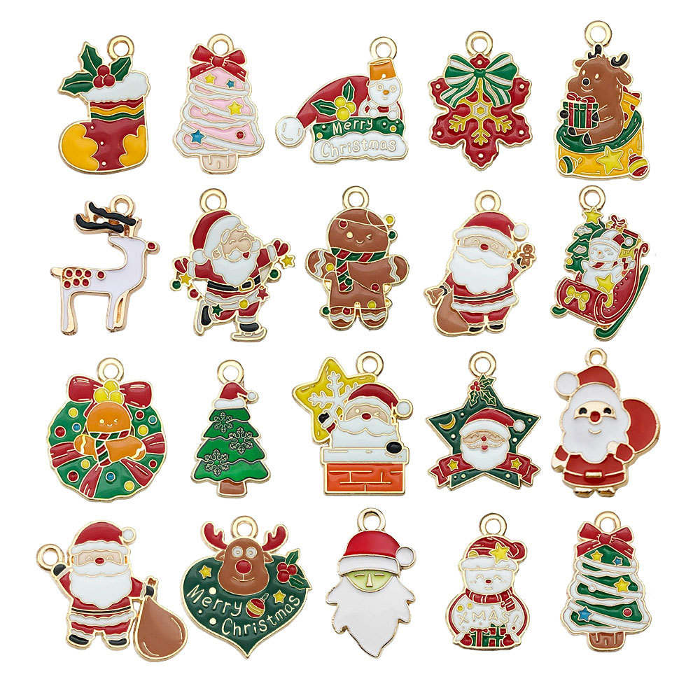20 PCS/Package, 50 PCS/Package Quantity Alloy Material Christmas Festival 20 PCS/Package 50 PCS/Package 10-30mm Alloy Christmas Tree Snowman Snowflake Pendant