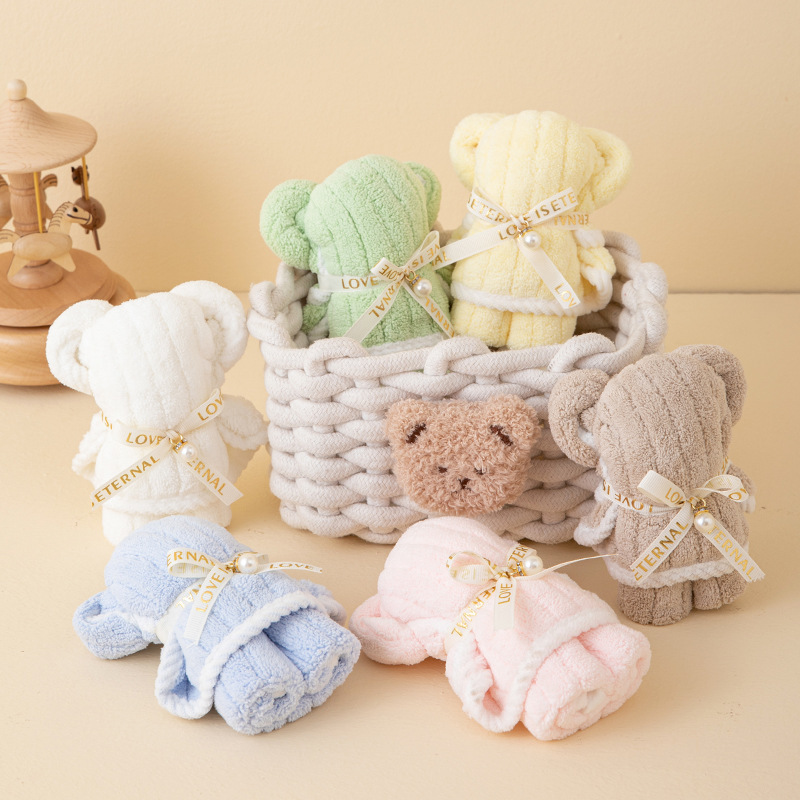 クマのお土産タオル 新細ストリップ子供用タオル 結婚式開店記念品 新年 クリスマス ギフト|undefined