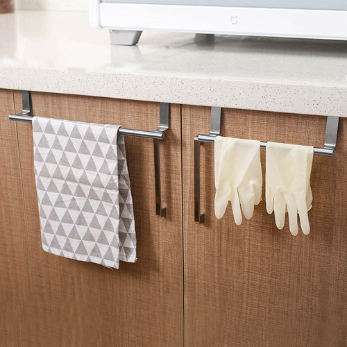 Manufacturer's stock stainless steel single rod towel rack kitchen hole-free towel hanger cabinet door back wiping cloth holder