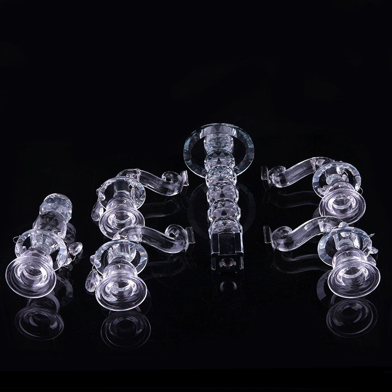 Crystal Multi-Arm Candlestick, Transparent Glass 5-Head Centerpiece, Height 35.5 cm