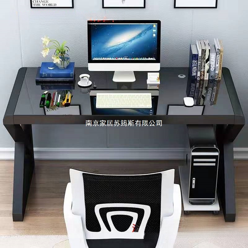 Simple Modern Computer Desk Desktop Table Home Desk Tempered Glass Office Desk Multi-Functional Writing Desk Study Table
