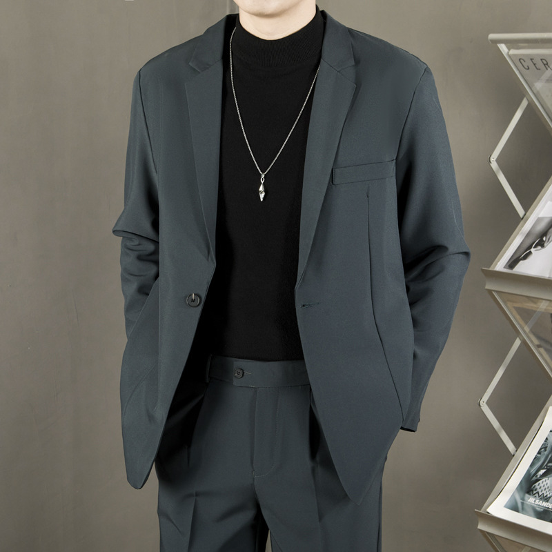 轻商务休闲抗皱免烫小西服男士2026春秋新款宽松简约西装夹克外套