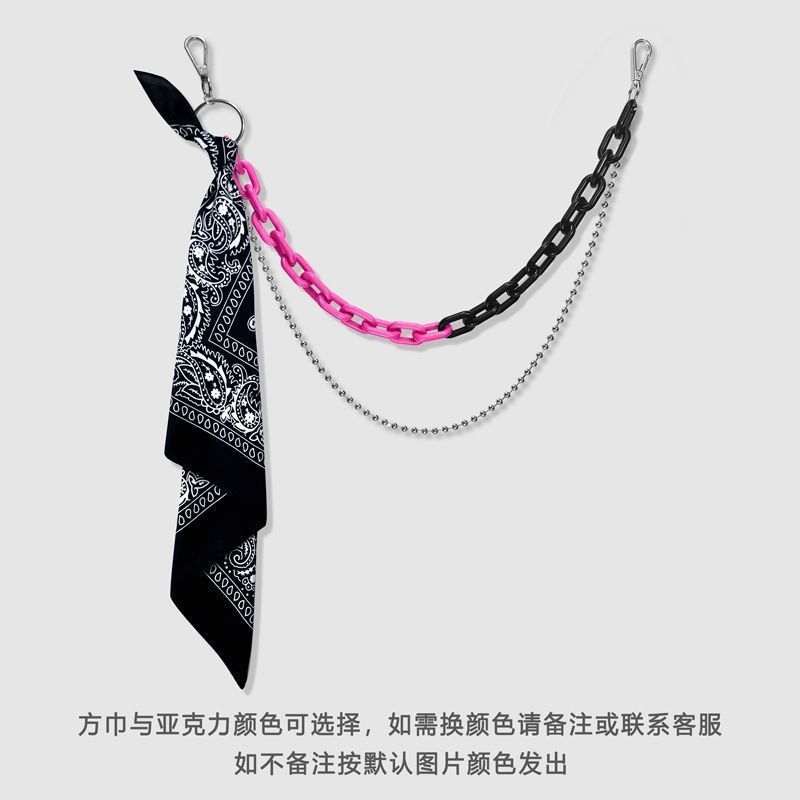 ヒップホップパンツチェーンアクセサリーインハイストリートアクセサリー蛍光樹脂パンツチェーンスクエアスカーフメンズメタルウエストチェーン女性ウエスト卸売|undefined