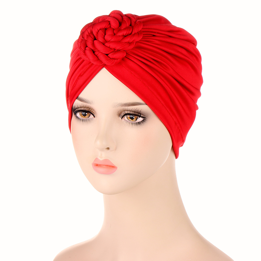 Cappello turbante a torsione di lumaca Cappello piccolo Baotou in tinta unita Cappello turbante con fondo alla moda_voghion.com
